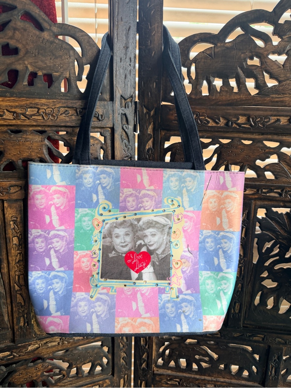 I Love Lucy Multicolor Collage Photo-Print Tote Bag